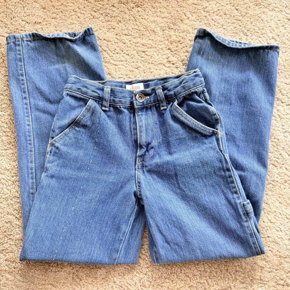 Vintage Circo Boys Carpenter Jeans Size 10 Slim Blue Denim Adjustable Waist